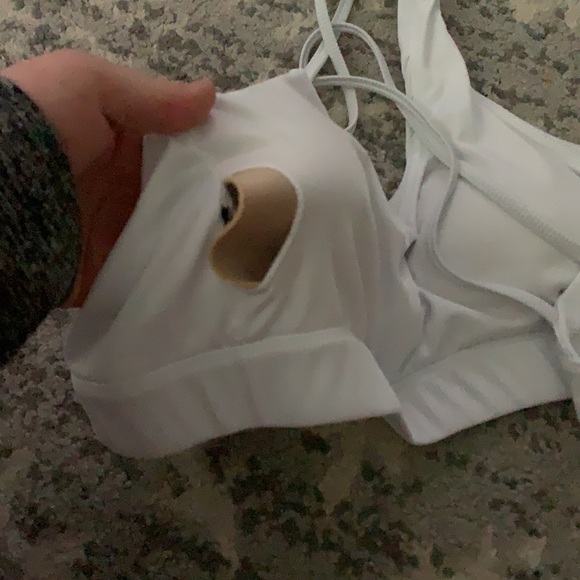 white, cross back bathing suit - Picture 3 of 3